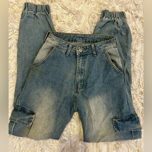 Classic Blue Denim Cargo Jeans for Women